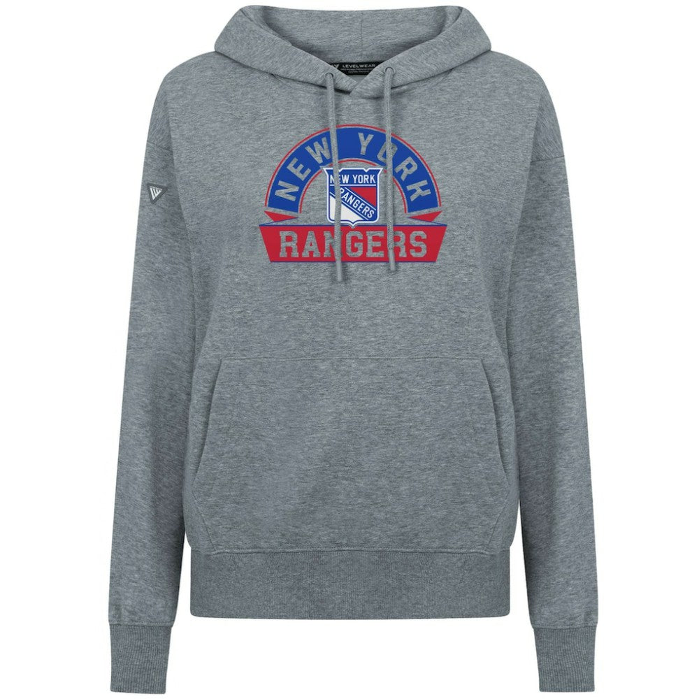 New York Rangers Levelwear Women's Adorn Banner Arch Pullover Hoodie - Gray - NHL