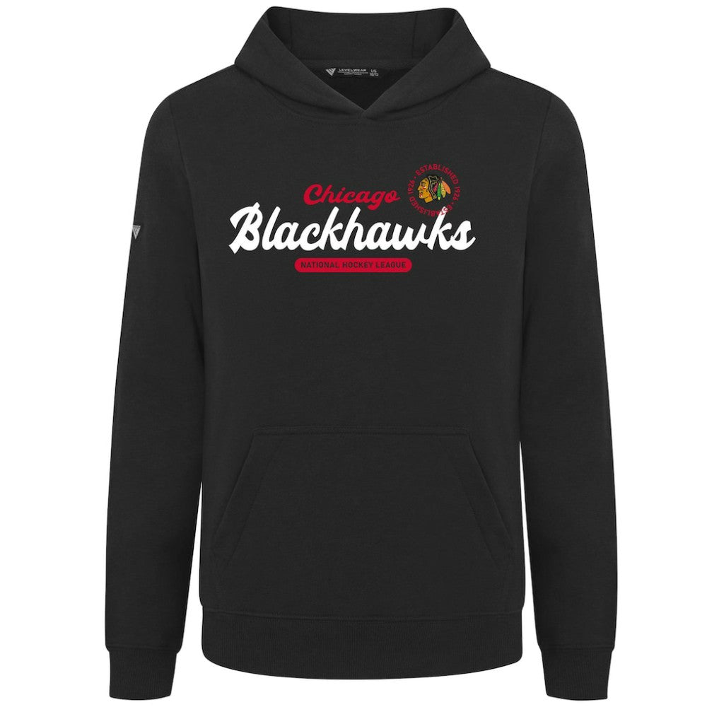 Chicago Blackhawks Levelwear Youth Podium Monument Pullover Hoodie - Black - NHL