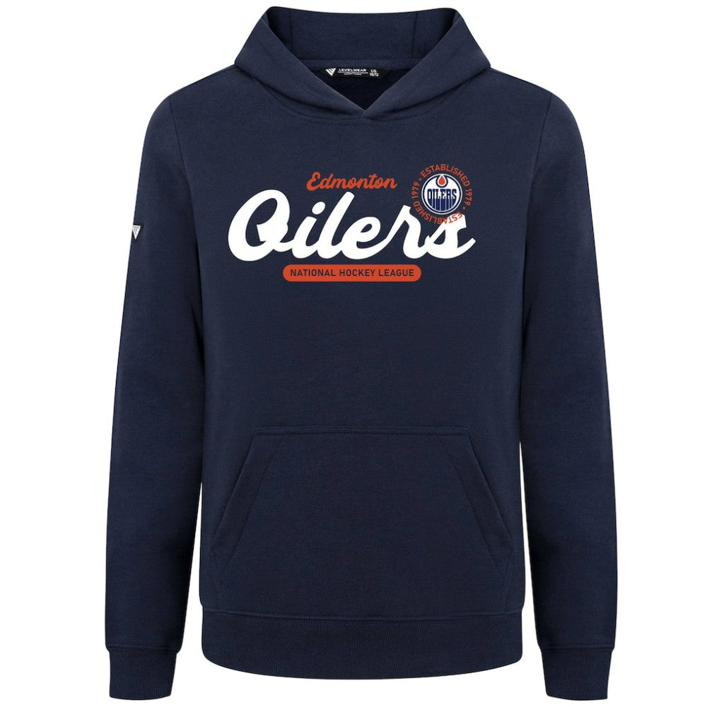 Edmonton Oilers Levelwear Youth Podium Monument Pullover Hoodie - Navy - NHL