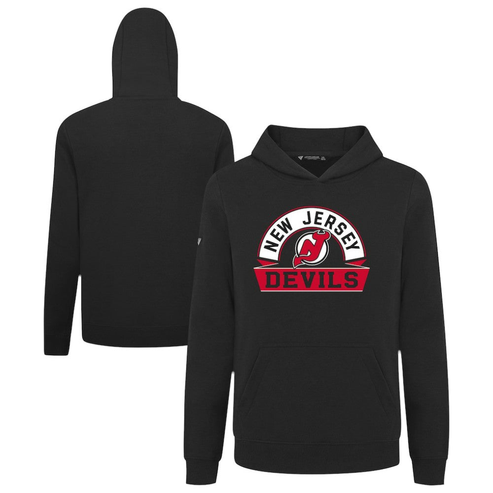 New Jersey Devils Levelwear Youth Podium Banner Arch Pullover Hoodie - Black - NHL