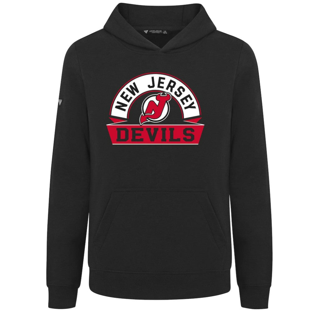New Jersey Devils Levelwear Youth Podium Banner Arch Pullover Hoodie - Black - NHL