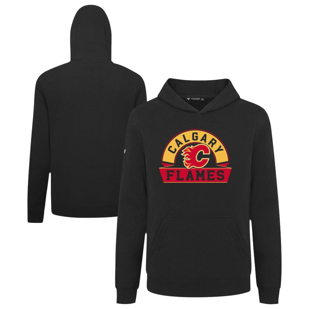 Calgary Flames Levelwear Youth Podium Banner Arch Pullover Hoodie - Black - NHL