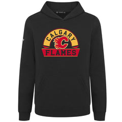 Calgary Flames Levelwear Youth Podium Banner Arch Pullover Hoodie - Black - NHL