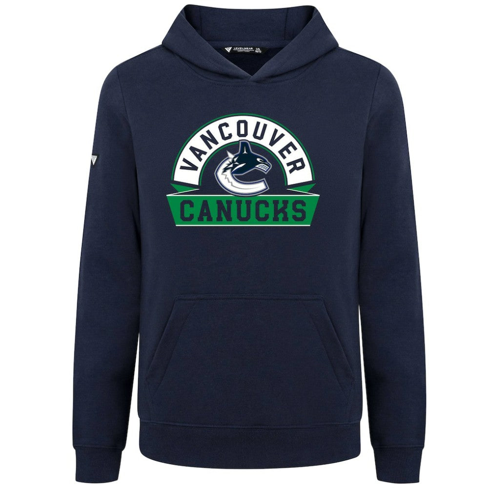 Vancouver Canucks Levelwear Youth Podium Banner Arch Pullover Hoodie - Navy - NHL