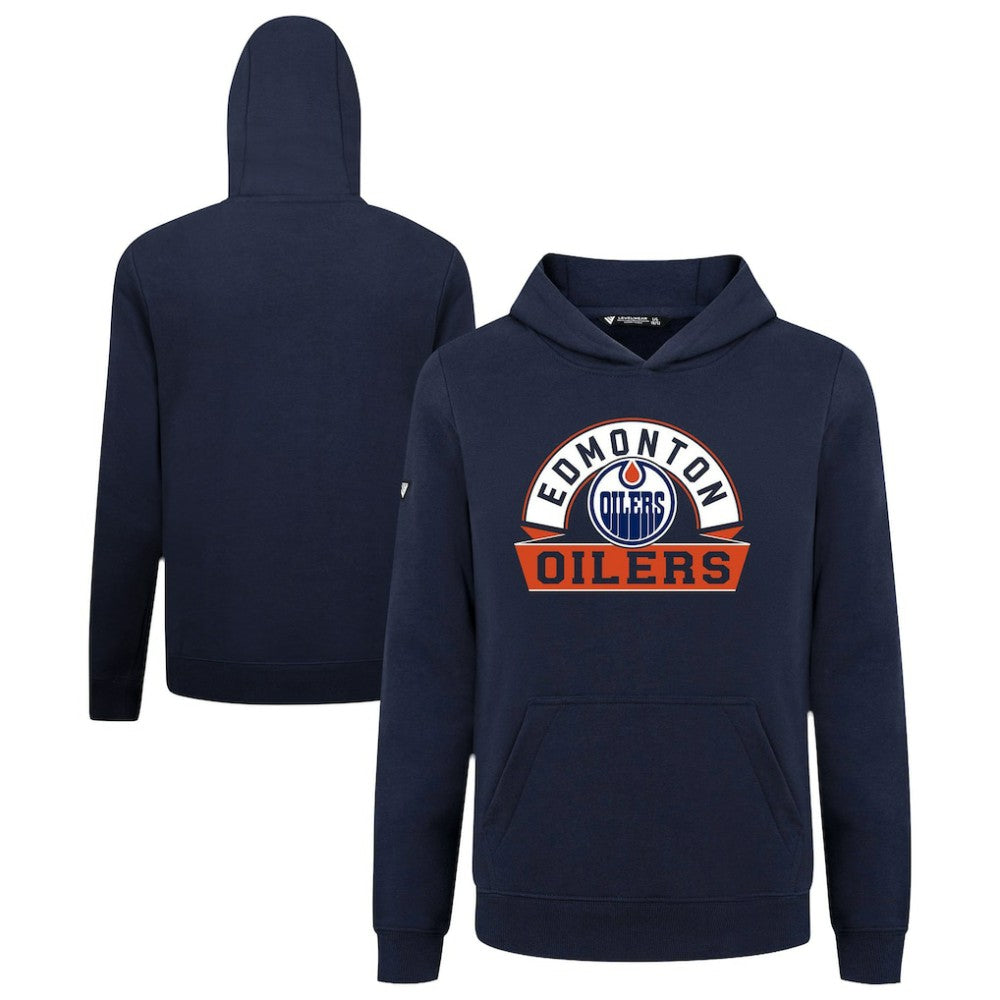 Edmonton Oilers Levelwear Youth Podium Banner Arch Pullover Hoodie - Navy - NHL