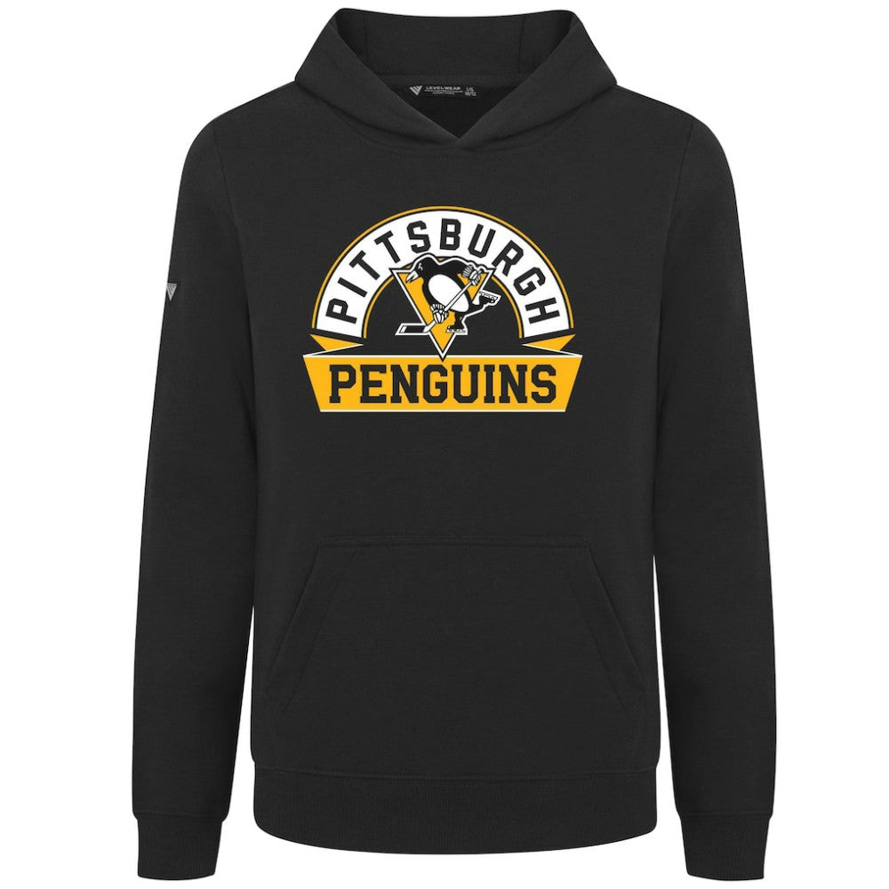 Pittsburgh Penguins Levelwear Youth Podium Banner Arch Pullover Hoodie - Black - NHL