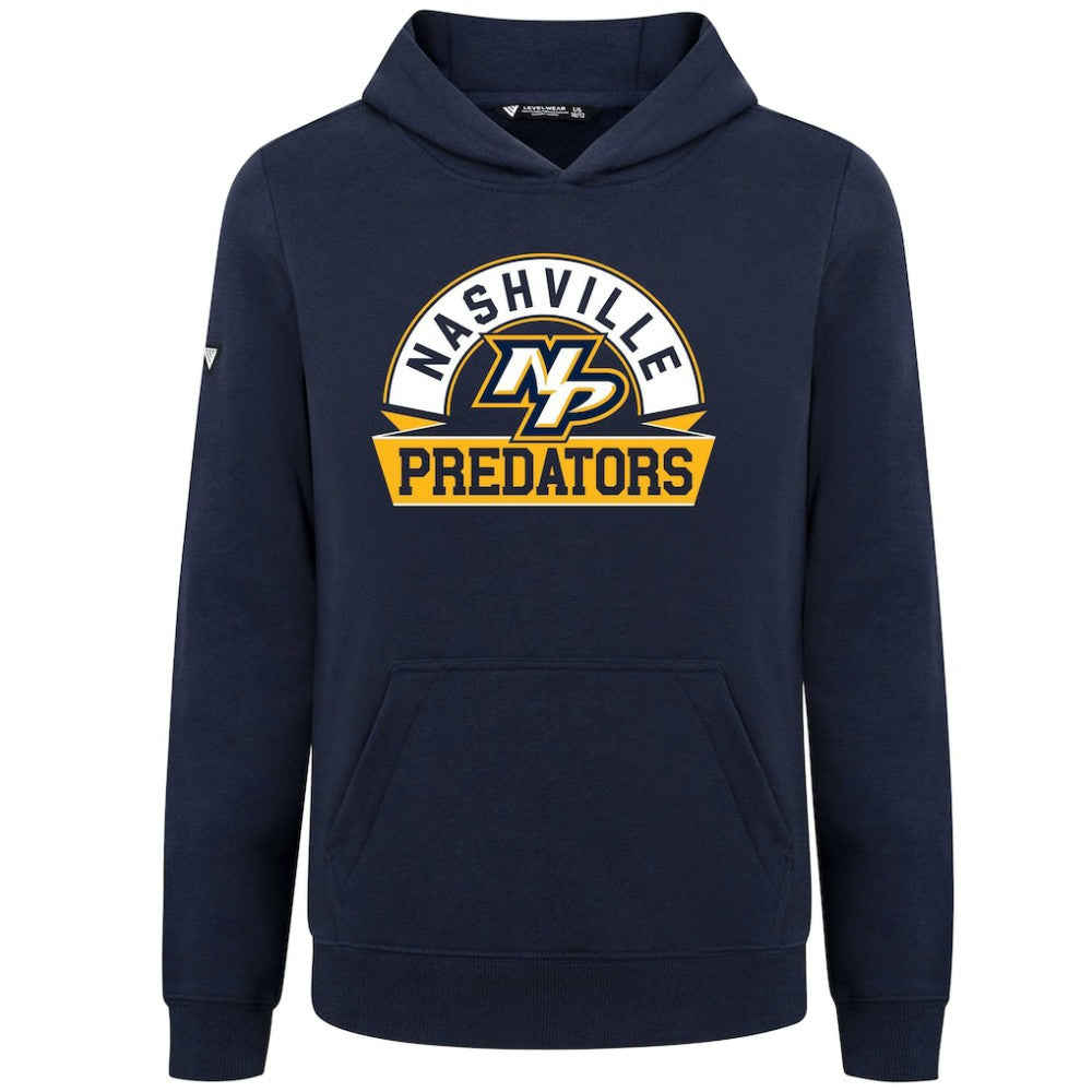 Nashville Predators Levelwear Youth Podium Banner Arch Pullover Hoodie - Navy - NHL