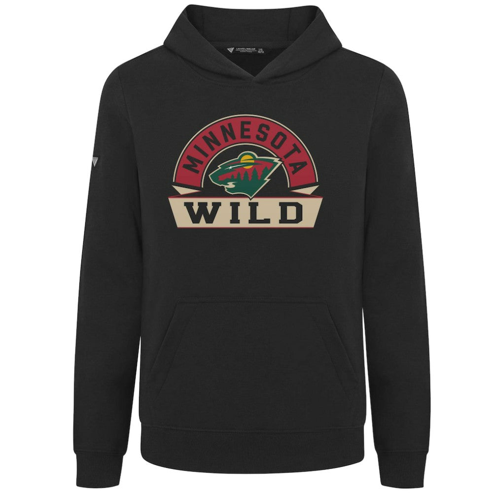 Minnesota Wild Levelwear Youth Podium Banner Arch Pullover Hoodie - Black - NHL