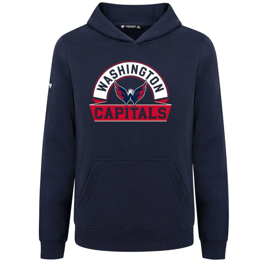 Washington Capitals Levelwear Youth Podium Banner Arch Pullover Hoodie - Navy - NHL