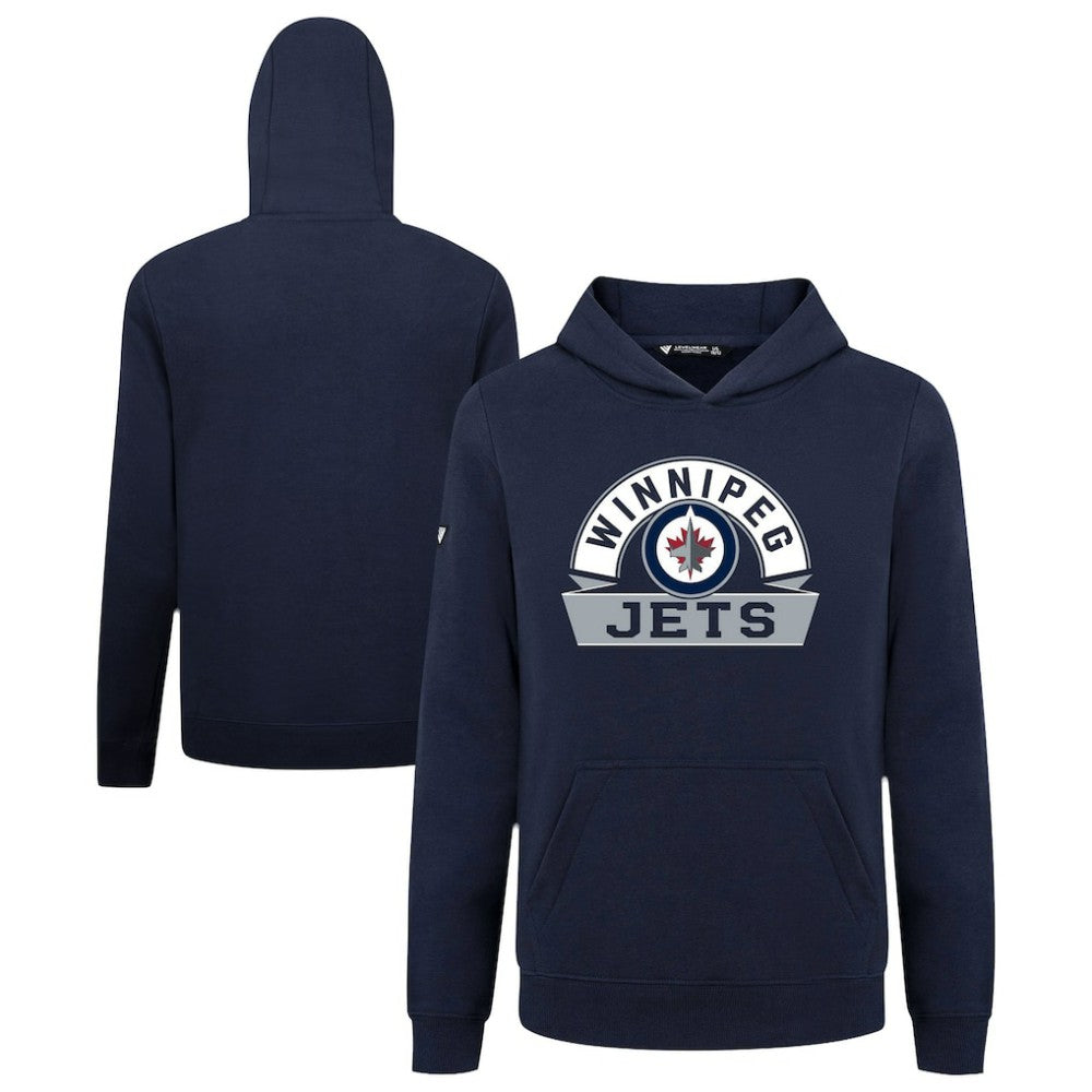 Winnipeg Jets Levelwear Youth Podium Banner Arch Pullover Hoodie - Navy - NHL