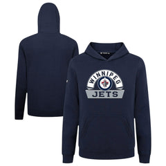 Winnipeg Jets Levelwear Youth Podium Banner Arch Pullover Hoodie - Navy - NHL
