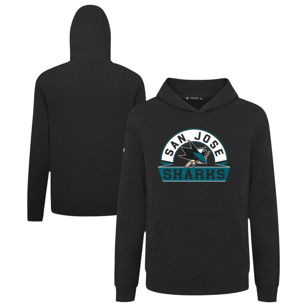 San Jose Sharks Levelwear Youth Podium Banner Arch Pullover Hoodie - Black - NHL