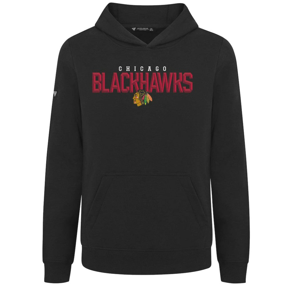 Chicago Blackhawks Levelwear Youth Podium Carve Pullover Hoodie - Black - NHL