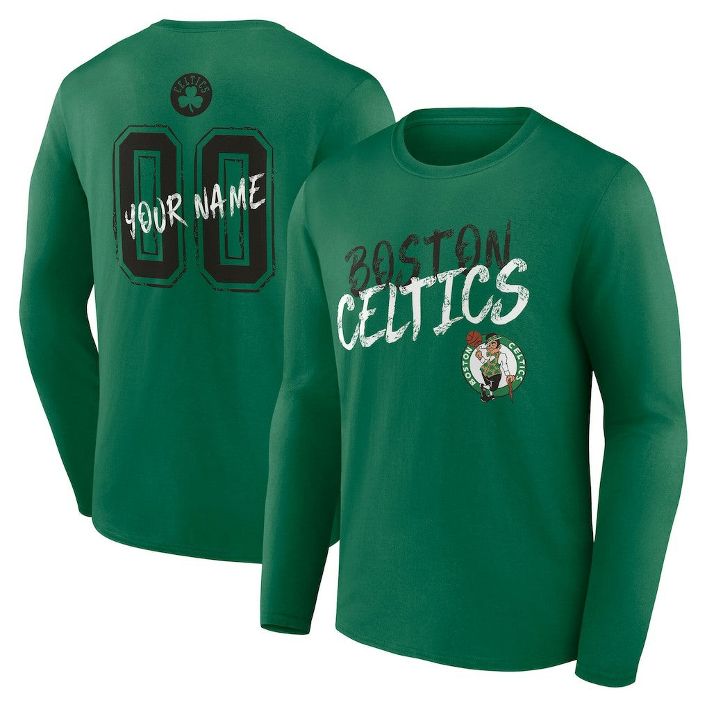 Boston Celtics Hustle Custom Long Sleeve T-Shirt Kelly Green - NBA