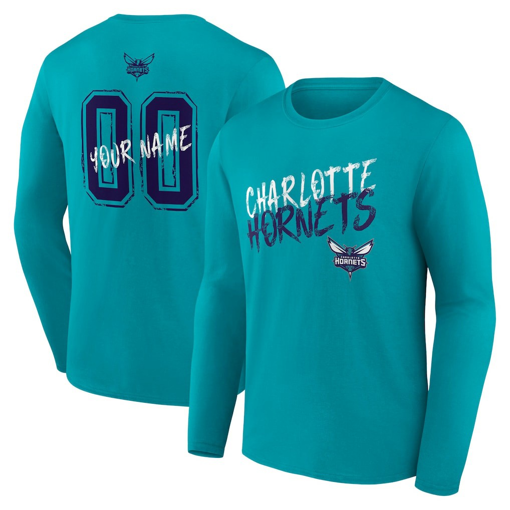 Charlotte Hornets Hustle Custom Long Sleeve T-Shirt Teal - NBA
