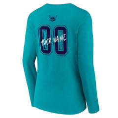 Charlotte Hornets Women's Hustle Custom Long Sleeve V-Neck T-Shirt Teal - NBA