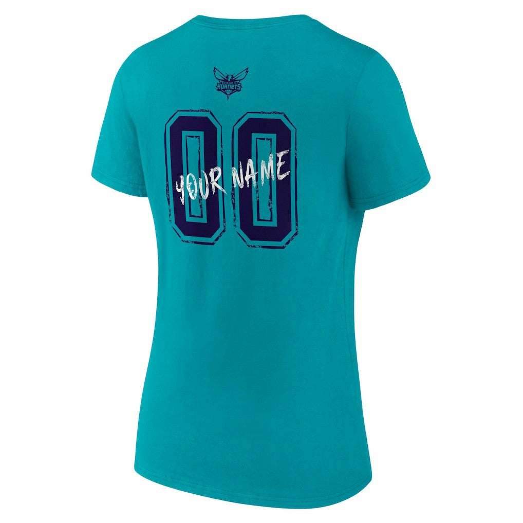 Charlotte Hornets Women's Hustle Custom V-Neck T-Shirt Teal - NBA