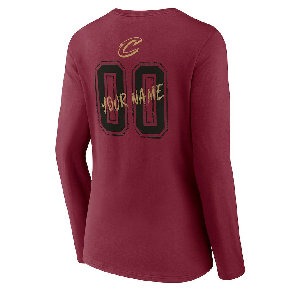 Cleveland Cavaliers Women's Hustle Custom Long Sleeve V-Neck T-Shirt Wine - NBA