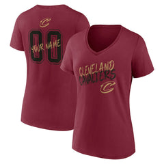 Cleveland Cavaliers Women's Hustle Custom V-Neck T-Shirt Wine - NBA