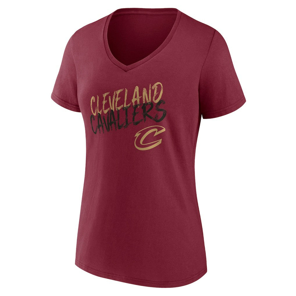 Cleveland Cavaliers Women's Hustle Custom V-Neck T-Shirt Wine - NBA