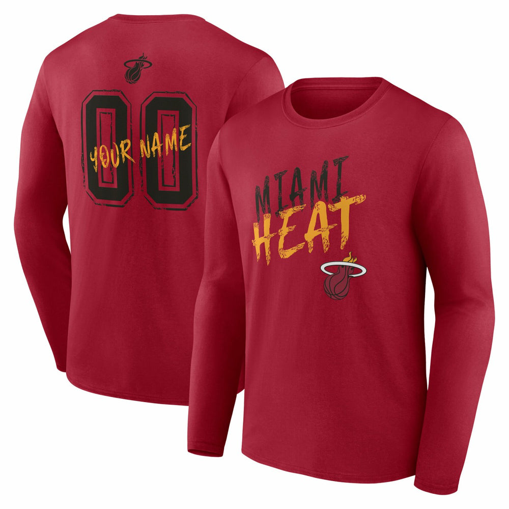 Miami Heat Hustle Custom Long Sleeve T-Shirt Red - NBA