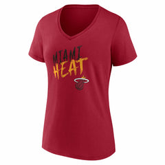Miami Heat Women's Hustle Custom V-Neck T-Shirt Red - NBA