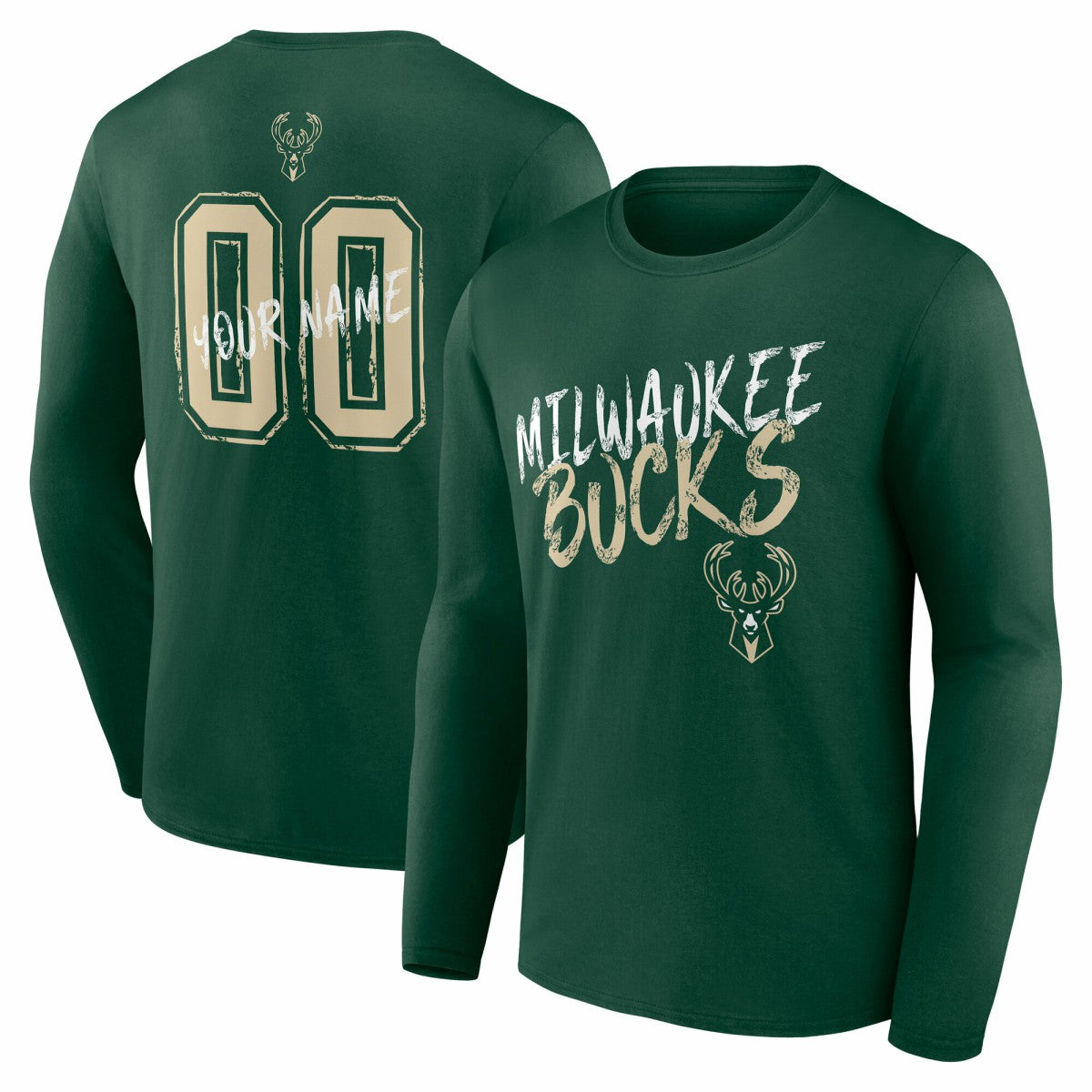 Milwaukee Bucks Hustle Custom Long Sleeve T-Shirt Hunter Green - NBA