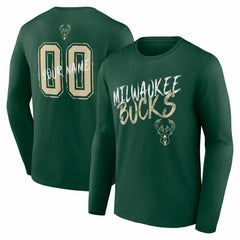 Milwaukee Bucks Hustle Custom Long Sleeve T-Shirt Hunter Green - NBA
