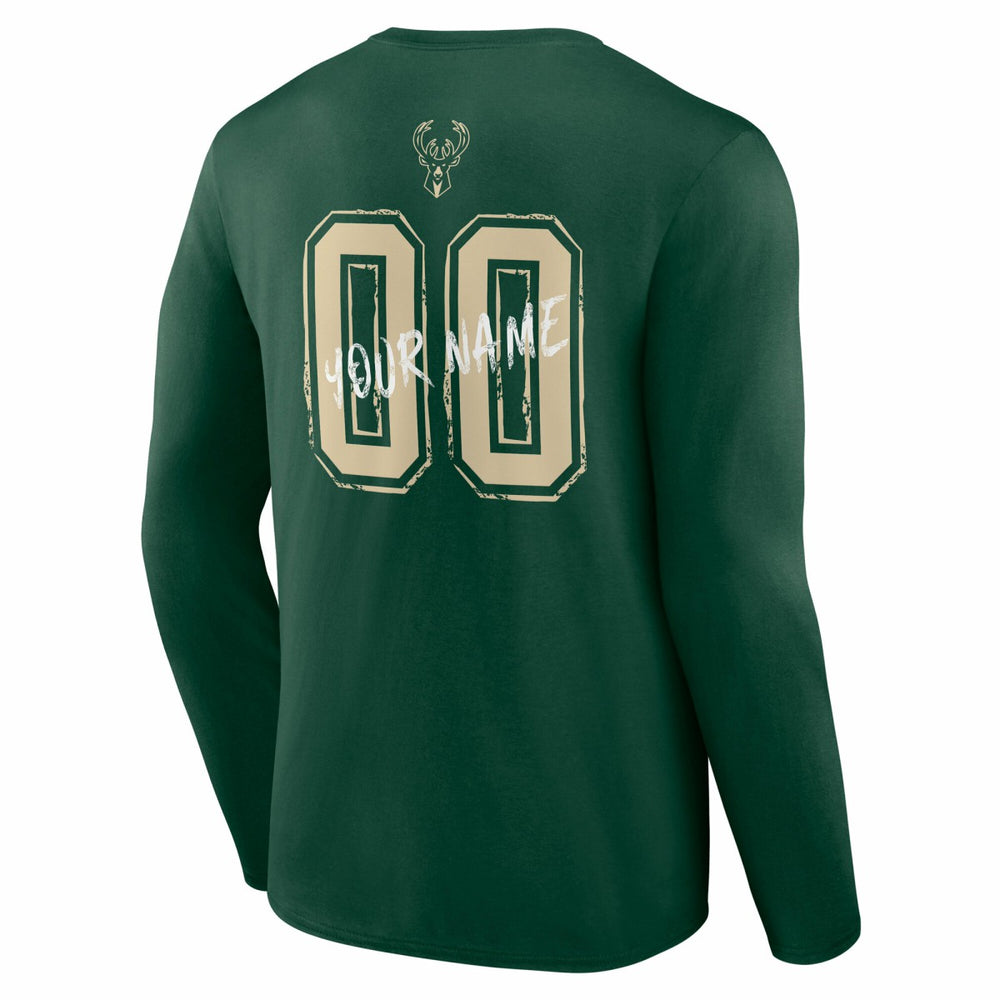 Milwaukee Bucks Hustle Custom Long Sleeve T-Shirt Hunter Green - NBA