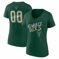 Milwaukee Bucks Women's Hustle Custom V-Neck T-Shirt Hunter Green - NBA