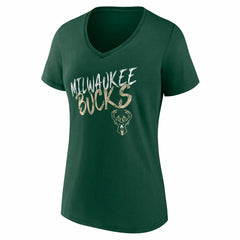 Milwaukee Bucks Women's Hustle Custom V-Neck T-Shirt Hunter Green - NBA