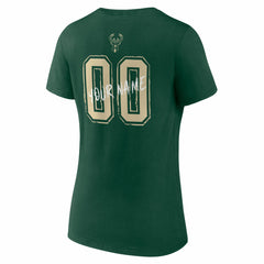 Milwaukee Bucks Women's Hustle Custom V-Neck T-Shirt Hunter Green - NBA