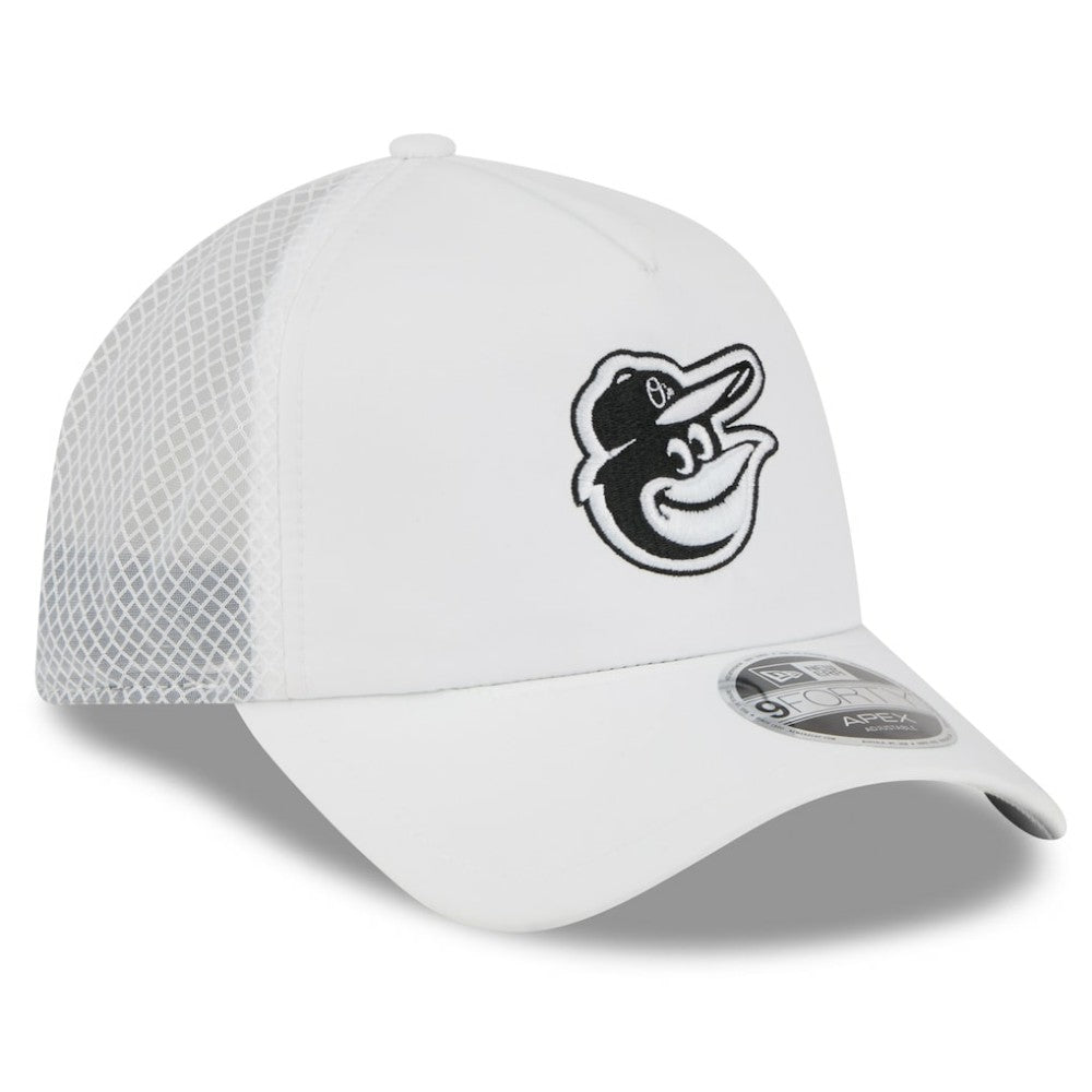 Baltimore Orioles New Era 2026 Batting Practice Apex 9FORTY Adjustable Trucker Hat - MLB