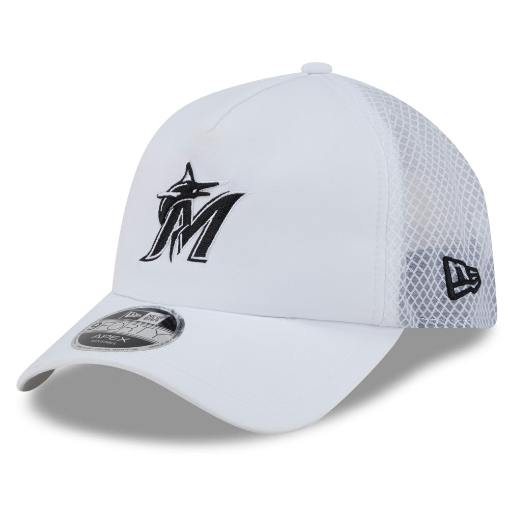 Miami Marlins New Era 2026 Batting Practice Apex 9FORTY Adjustable Trucker Hat - MLB