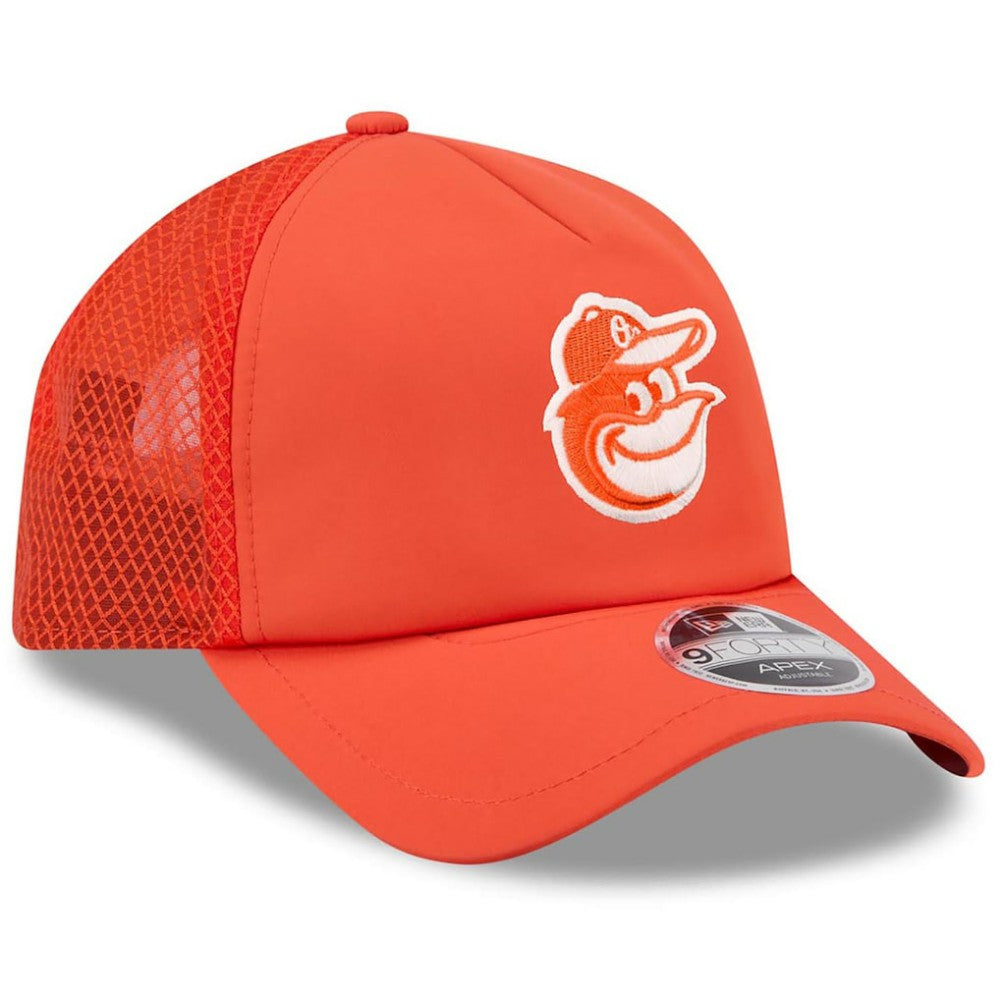 Baltimore Orioles New Era 2026 Batting Practice Apex 9FORTY Adjustable Trucker Hat - MLB