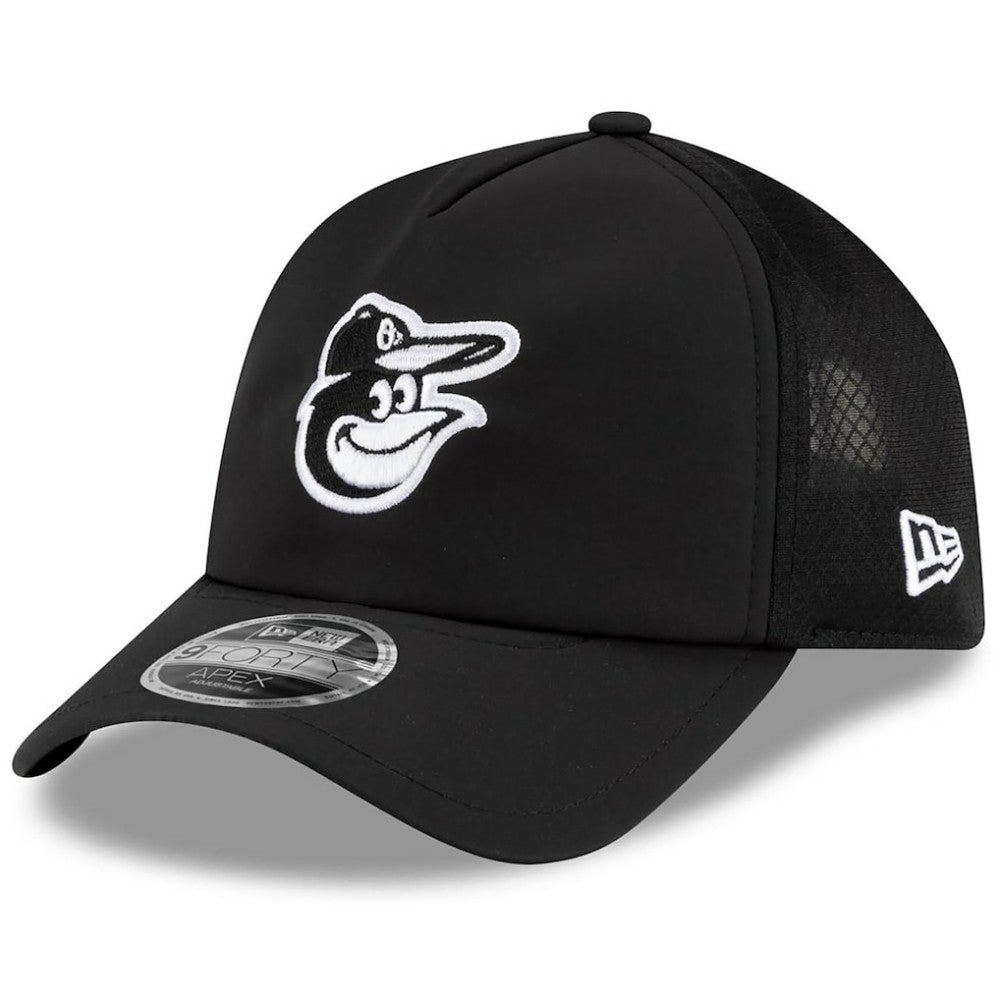 Baltimore Orioles New Era 2026 Batting Practice Apex 9FORTY Adjustable Trucker Hat - MLB