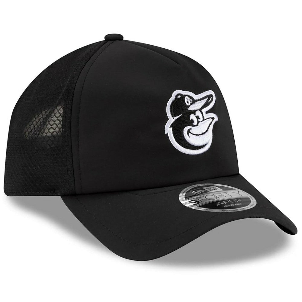 Baltimore Orioles New Era 2026 Batting Practice Apex 9FORTY Adjustable Trucker Hat - MLB