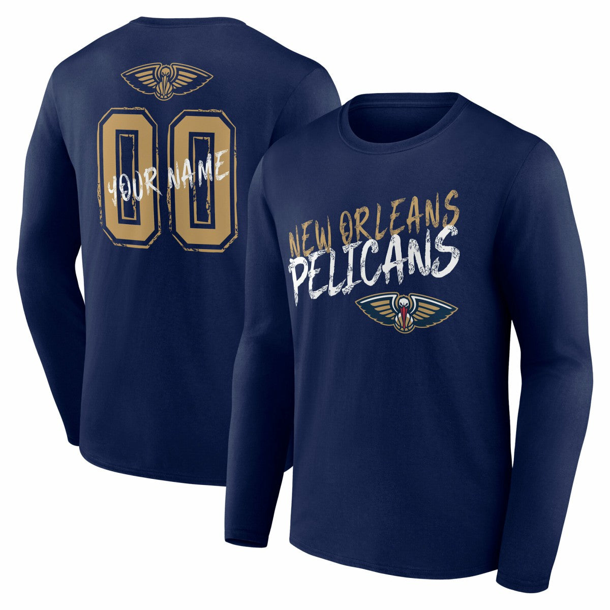 New Orleans Pelicans Hustle Custom Long Sleeve T-Shirt Navy - NBA