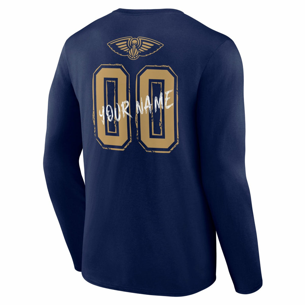 New Orleans Pelicans Hustle Custom Long Sleeve T-Shirt Navy - NBA