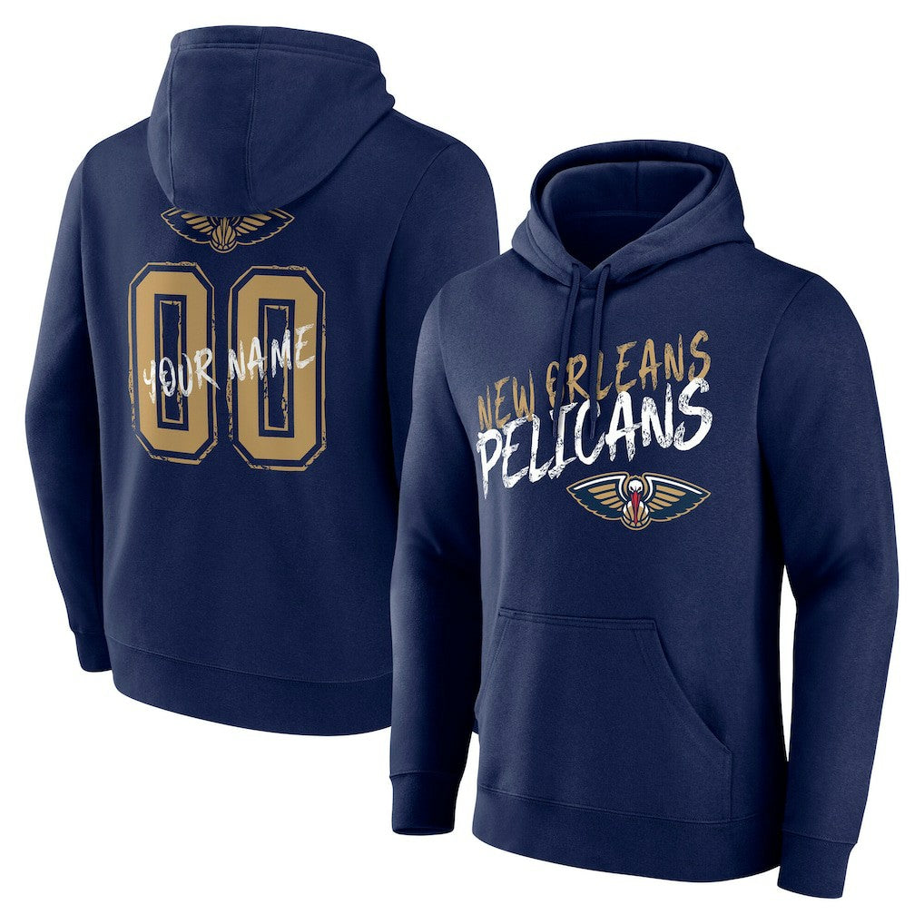 New Orleans Pelicans Hustle Custom Pullover Hoodie Navy - NBA