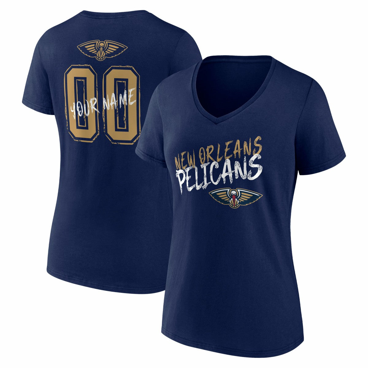 New Orleans Pelicans Women's Hustle Custom V-Neck T-Shirt Navy - NBA
