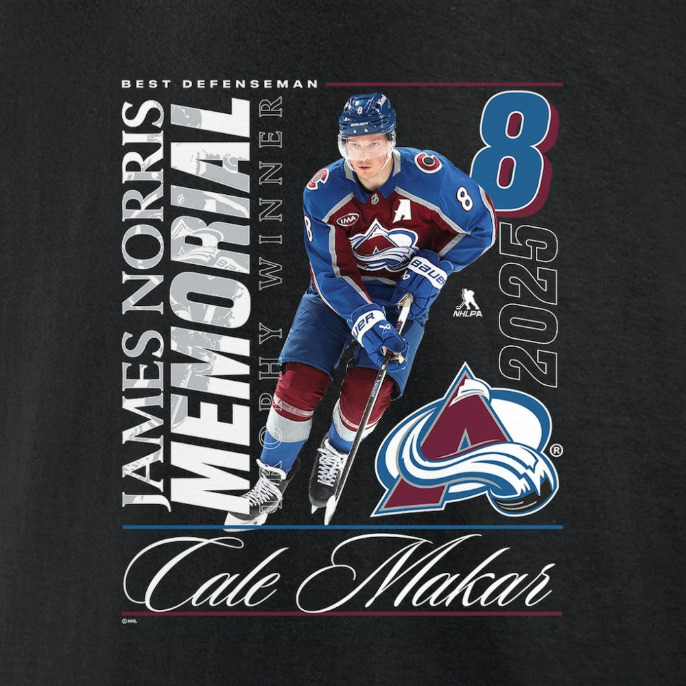 Cale Makar Colorado Avalanche 2025 Norris Trophy Winner T-Shirt - Black - NHL