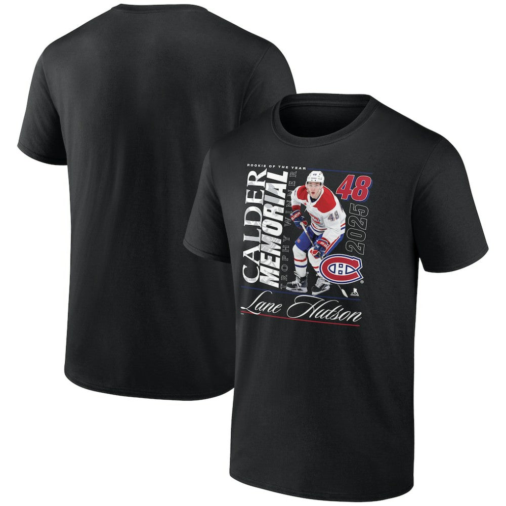 Lane Hutson Montreal Canadiens 2025 Calder Memorial Trophy Winner T-Shirt - Black - NHL