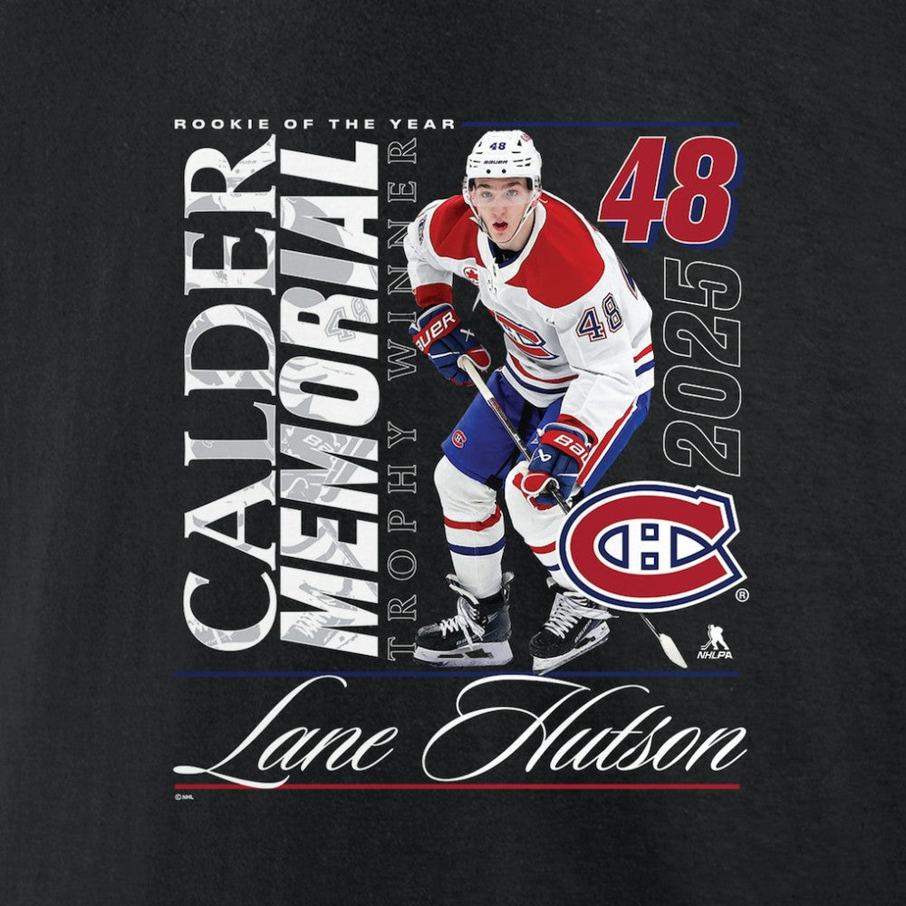 Lane Hutson Montreal Canadiens 2025 Calder Memorial Trophy Winner T-Shirt - Black - NHL