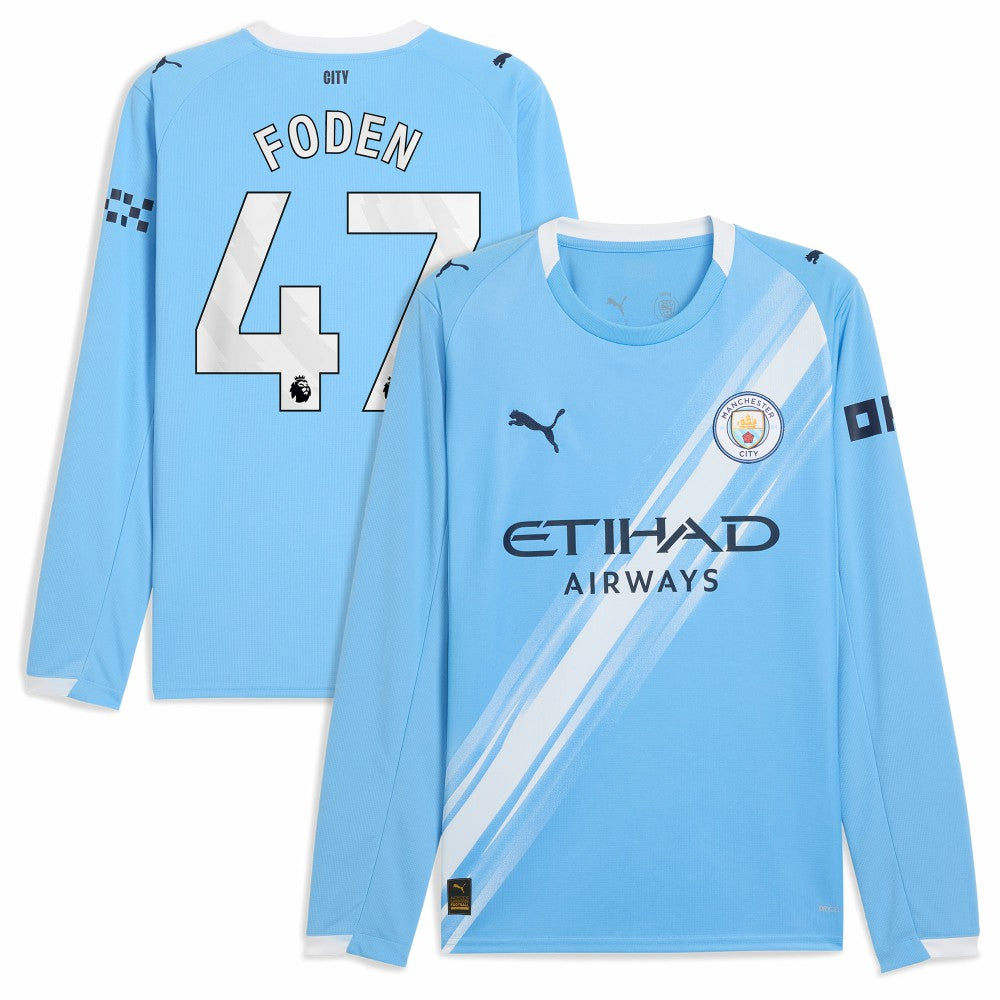 Phil Foden Manchester City 2025/26 Home Replica Long Sleeve Player Jersey Sky Blue | Puma Sale