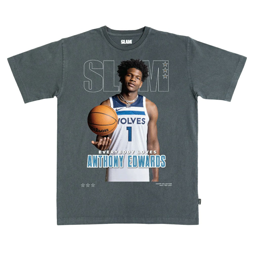 Anthony Edwards Minnesota Timberwolves SLAM Cover T-Shirt Charcoal - NBA