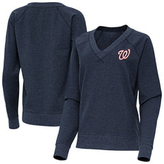 Washington Nationals Antigua Women's Varsity Tri-Blend V-Neck Long Sleeve T-Shirt - MLB