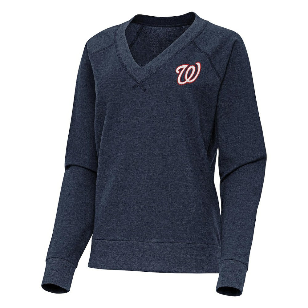 Washington Nationals Antigua Women's Varsity Tri-Blend V-Neck Long Sleeve T-Shirt - MLB