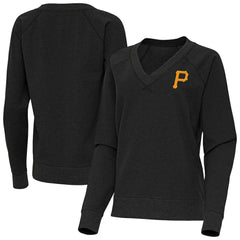 Pittsburgh Pirates Antigua Women's Varsity Tri-Blend V-Neck Long Sleeve T-Shirt - MLB