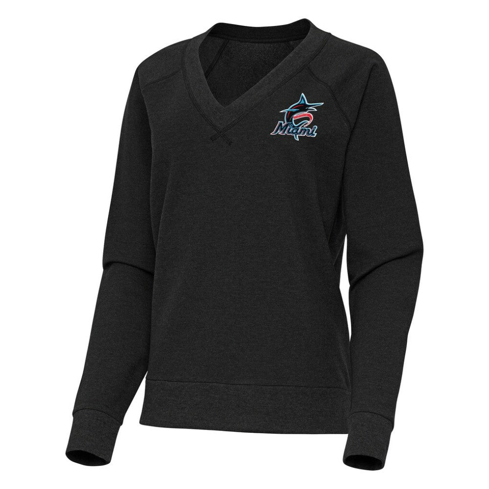 Miami Marlins Antigua Women's Varsity Tri-Blend V-Neck Long Sleeve T-Shirt - MLB